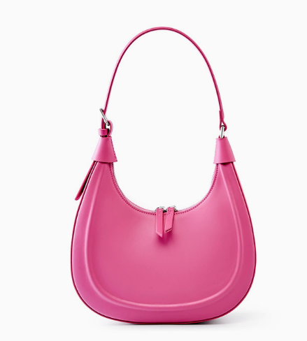 Crescent shoulder bag in white smooth vegan leather, front view, view 2