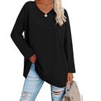 Oversized V-neck blouse in buttercream cotton modal knit, view 2