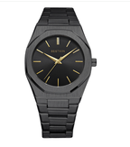 Blue dial watch with brushed stainless steel integrated bracelet, view 10