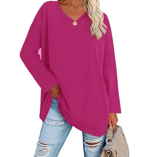 Oversized V-neck blouse in buttercream cotton modal knit, view 11