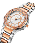 Two tone bracelet watch in silver and rose gold with crystal bezel