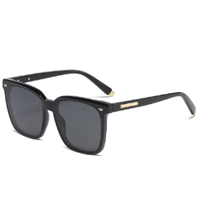 Square minimalist sunglasses in matte black acetate