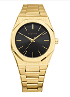 Blue dial watch with brushed stainless steel integrated bracelet, view 4