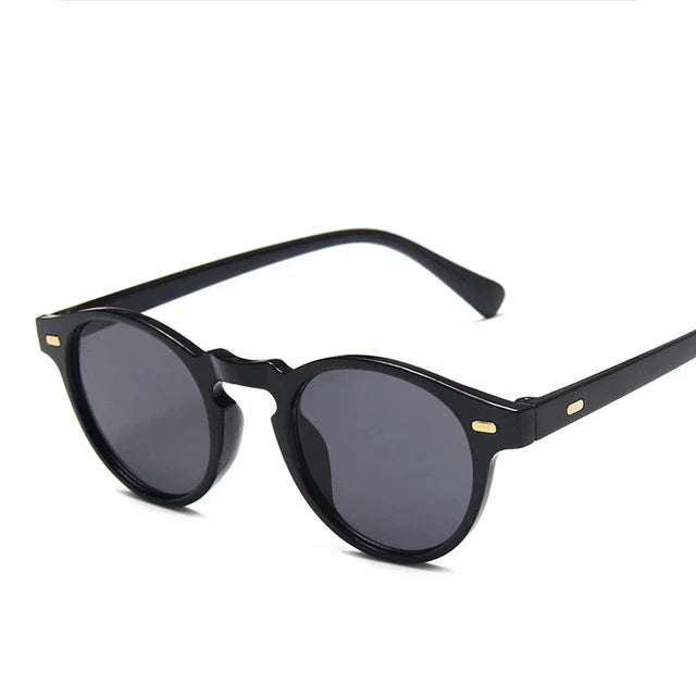 Round tortoise acetate sunglasses with green polarized lenses, view 7