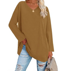 Oversized V-neck blouse in buttercream cotton modal knit, view 7