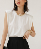Ruffle button down shirt in light blue cotton poplin with mother-of-pearl style buttons