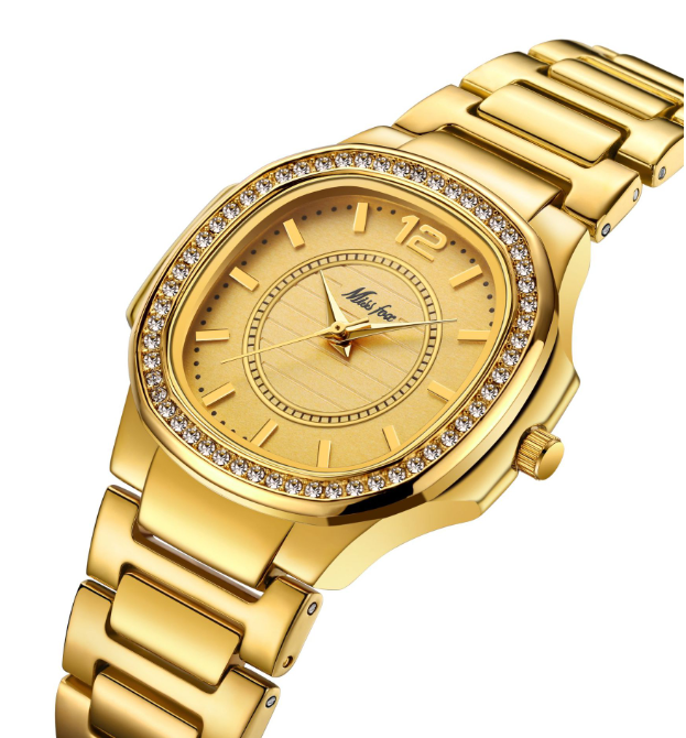 Two tone bracelet watch in silver and rose gold with crystal bezel, view 4