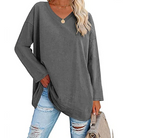 Oversized V-neck blouse in buttercream cotton modal knit, view 10