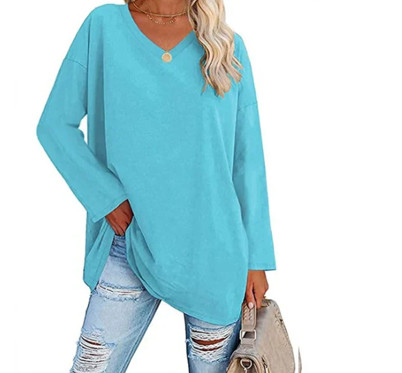 Oversized V-neck blouse in buttercream cotton modal knit, view 12